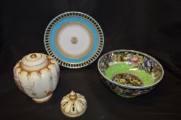 Worcester Pot Pourri Jar, Ribbon Plate and a Maling Dish