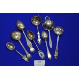 Silver Teaspoons and Strainers etc.