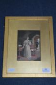 Gilt Framed Victorian Watercolour - Lady at the Piano Forte
