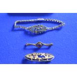 Nautical Silver Brooch - Birmingham 1911, a Silver & Amethyst Brooch, and a 925 Silver Bracelet