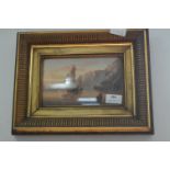 Gilt Framed Oil on Board - Marine Landscape by E.K. Edmore