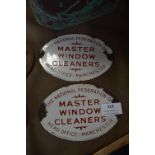 Two Enamel Door Signs - Master Window Cleaners Federation