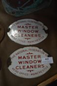 Two Enamel Door Signs - Master Window Cleaners Federation