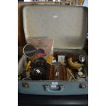 Suitcase Containing Old Collectibles