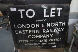 Enameled Sign - To Let, London and North Eastern Railway, Hull