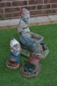 Three Vintage Painted Garden Gnomes