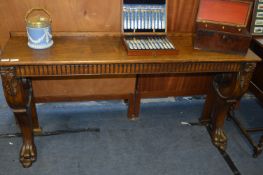 Victorian Oak Console Table with Heavily Carved Legs and Claw Feet