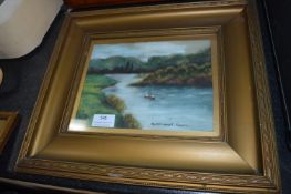 Watercolour 1922 - The Thames Signed M. Cunvers