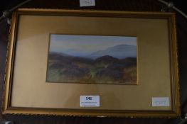 Gilt Framed Victorian Watercolour - Remote Moorland by Carlisle