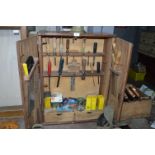 Wooden Joiner's Cabinet with Tools