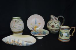 Six Pieces of Studio Pottery by Langley, Buley, Bradford, Denby, etc.