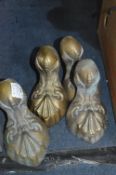 Four Victorian Brass Ball & Claw Bath Feet