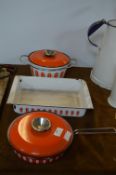 1970's Orange & White Enamel Kitchen Utensils by Cathrineholm of Norway