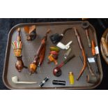 Tray Lot of Pipes, Cheroot Holders, etc.