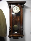 Mahogany Cased Gustav Becker Vienna Wall Clock with Turned Fittings