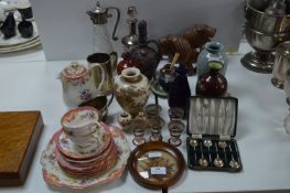 Assortment of Pottery & Glassware, Japanese Vases, etc.