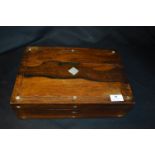 Rosewood Writing Slope with Mother of Pearl Inlay (Some Faults)