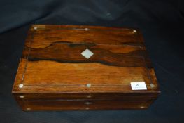 Rosewood Writing Slope with Mother of Pearl Inlay (Some Faults)