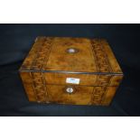 Victorian Sewing Box with Mother of Pearl Inlay and Original Key