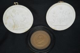 Two Royal Copenhagen Porcelain Plaques, and a Framed Louis XVIII Plaque