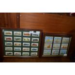 Two Framed Collections of Players Cigarette Cards; Vintage Cars and Sailing Ships