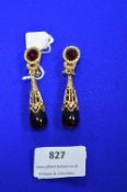 Christian Dior Gold Tone Drop Earrings with Ruby Red Stones