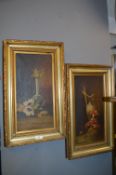 Pair of Victorian Gilt Framed Oil on Canvases - Still Lives of Flowers and Vases