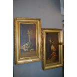 Pair of Victorian Gilt Framed Oil on Canvases - Still Lives of Flowers and Vases