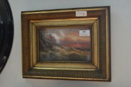 Gilt Framed Oil on Board - Marine Landscape by E.K. Edmore