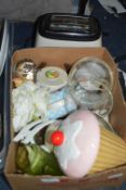 Box of Assorted Pottery and Glass Items