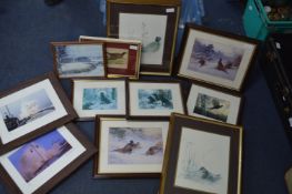 Box of Framed Prints; Wildlife, Photographs, etc.