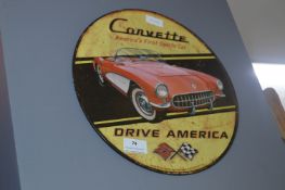 Reproduction Corvette Car Advertising Sign