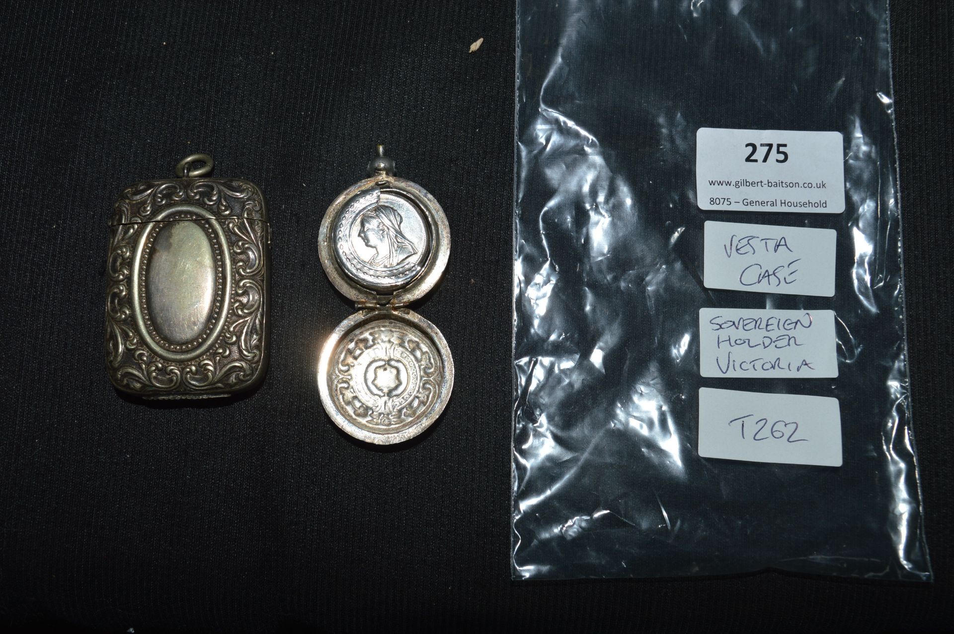 Plated Vesta Case and Queen Victoria Sovereign Hol