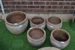 Five Terracotta Garden Planters