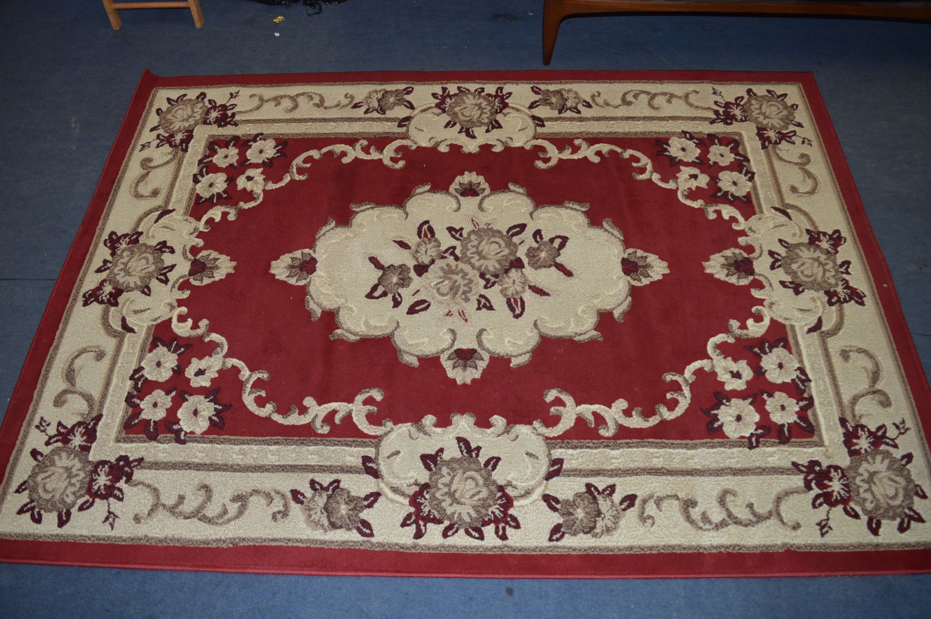 Red & Cream Floral Rug 63" x 87 1/2"