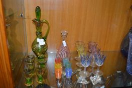Collection of Retro Glassware; Decanters, Liqueur