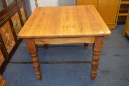 Square Pine Kitchen Table on Turned Legs