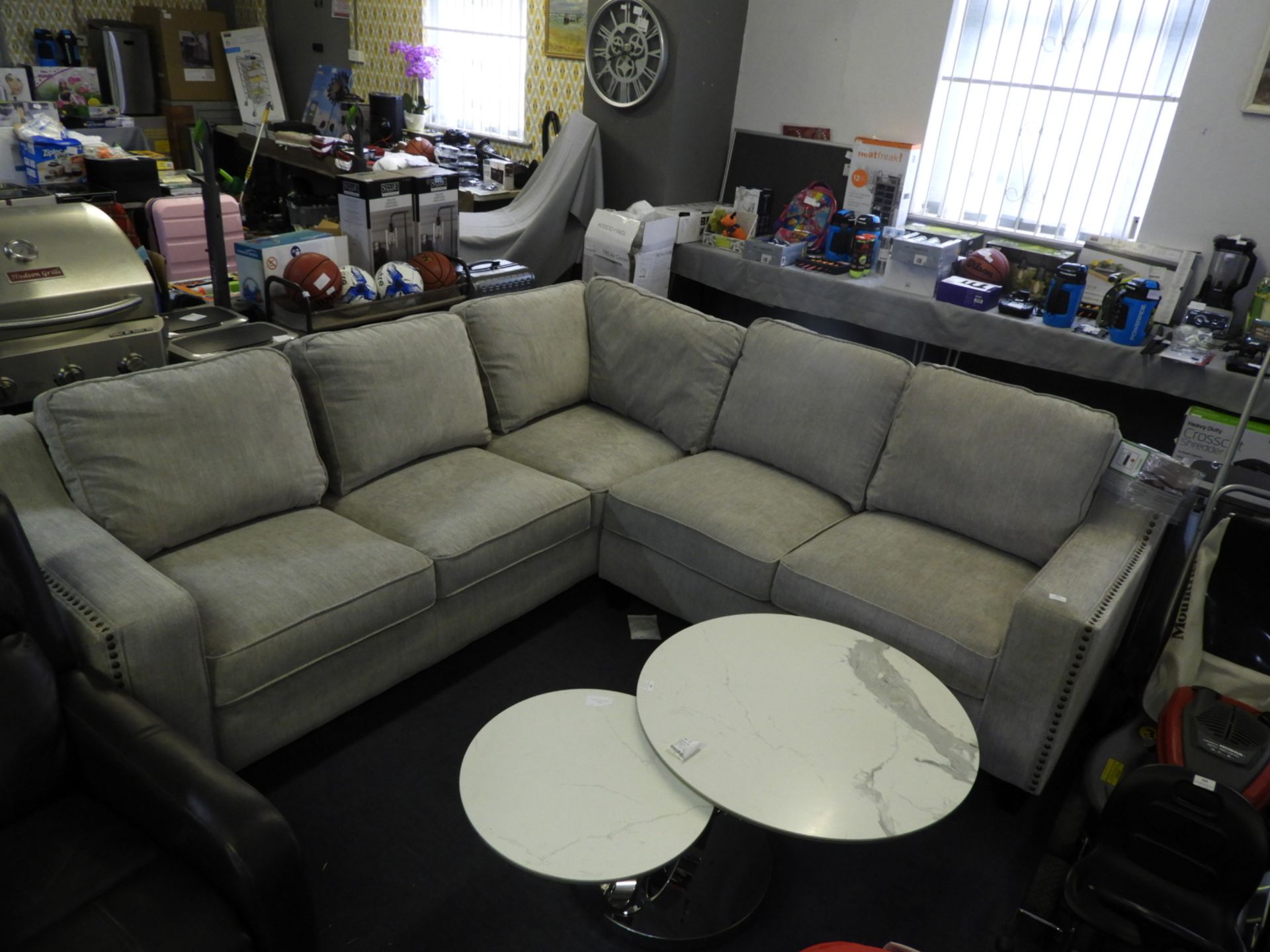 *Sectional Grey Upholstered Corner Suite