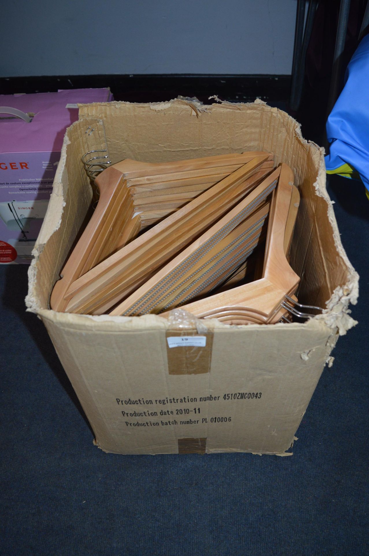 *Box of Wooden Coat Hangers