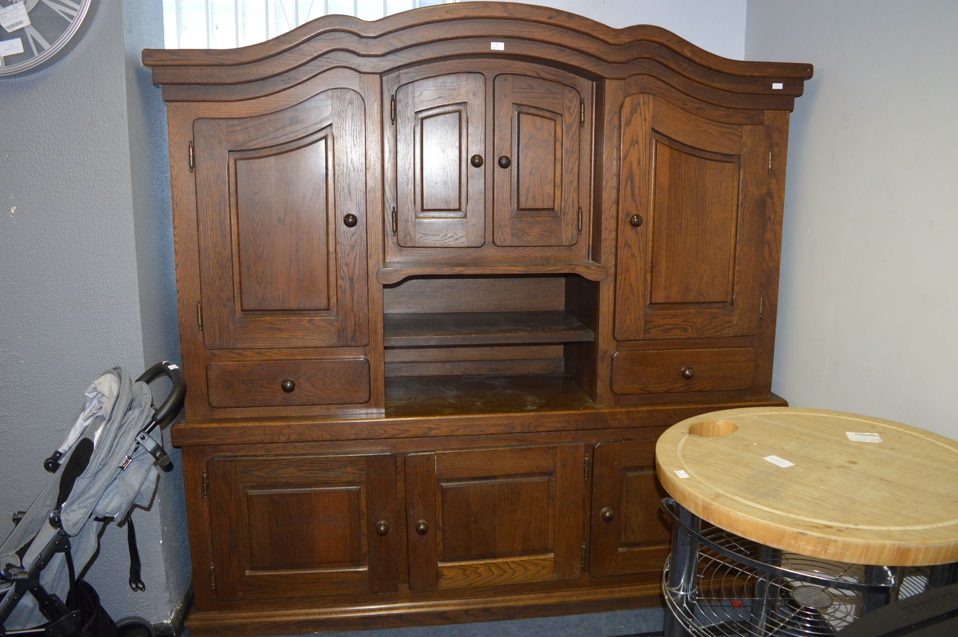 Large Solid Oak Continental Sideboard