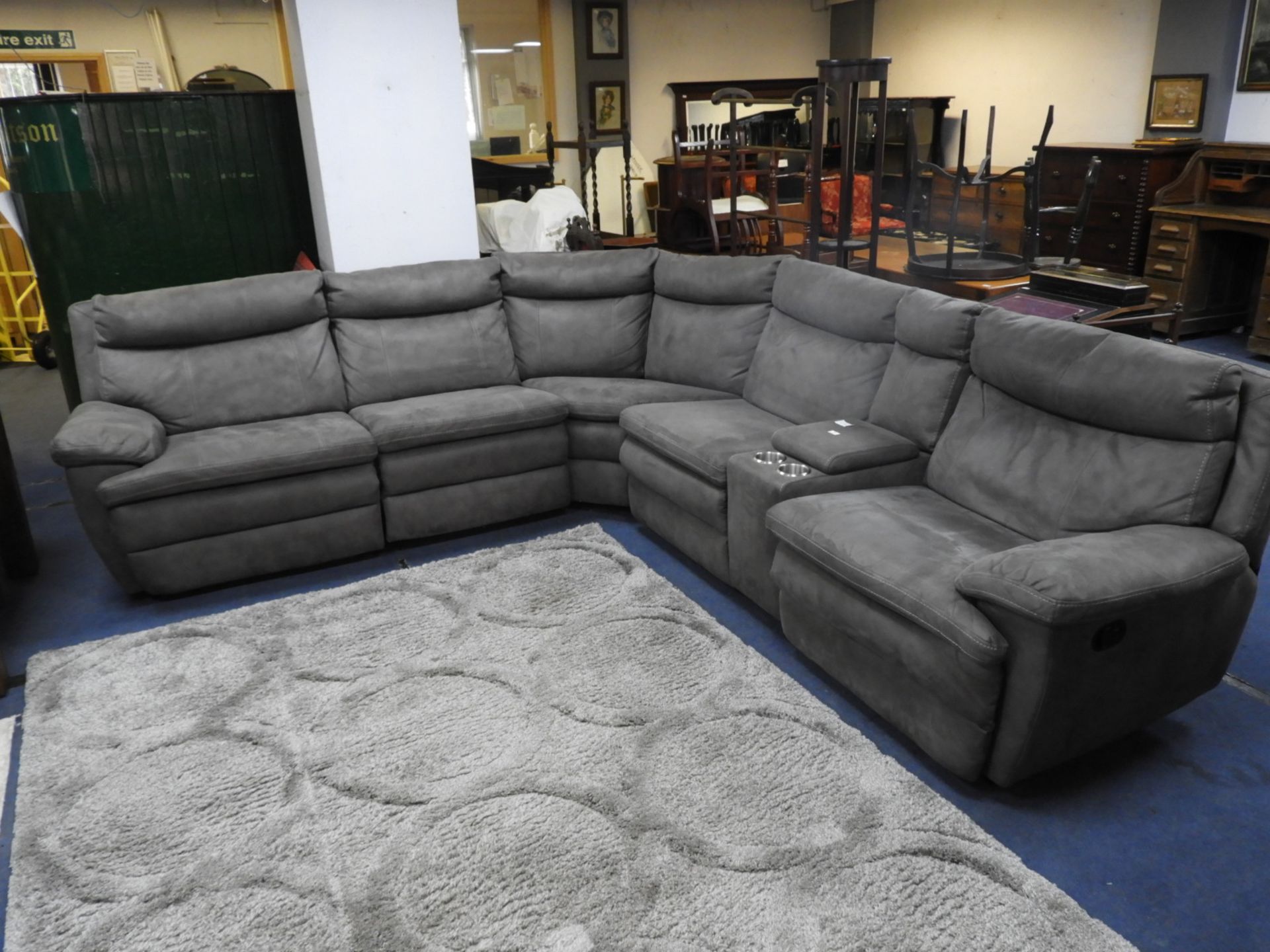 *Maddox Fabric Sectional Corner Sofa in Grey Faux Suede Upholstery