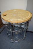 *Seville Round Preparation Table with Bamboo Top on Tubular Chrome Frame