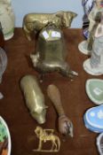 Small Collection of Brassware Including Bull, Pig,