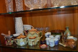 Pottery Items Including Cottage Teapot, Egg Cups,