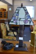 Small Tiffany Style Leaded Glass Table Lamp