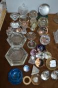 Collection of Paperweights, Crystal Bowls, etc.