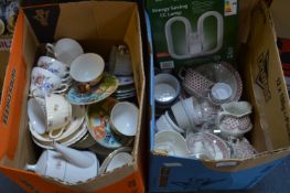 *Two Boxes of Pottery Items Including Cups, Saucers
