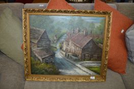 Oil on Canvas - Village Scene