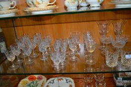 Collection of Cut Glass Crystal Wine Glasses, Sher