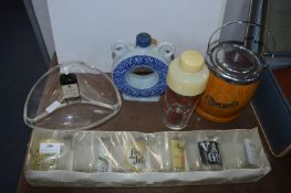 Brewery Items, Whiskey Glasses, Biscuit Barrel, et